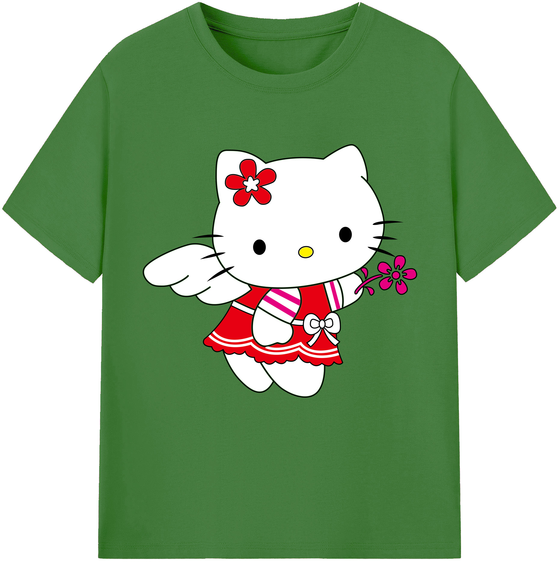 （画像用） Hello Kitty ハローキティ レディースカジュアルプリントTシャツ（綿100％）